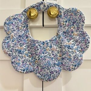 Monica and Me Liberty Fabric Blue/Purple Floral Print Scalloped Bib